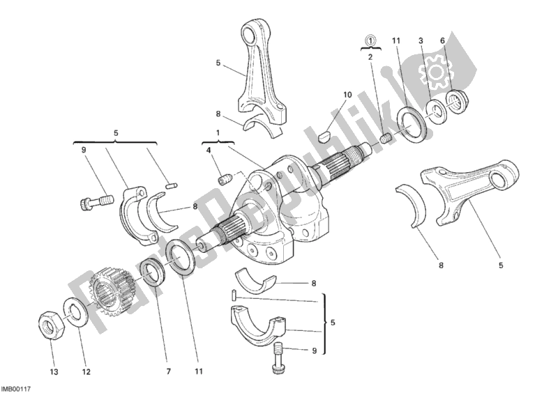 Todas las partes para Cigüeñal de Ducati Superbike 1098 R Bayliss 2009